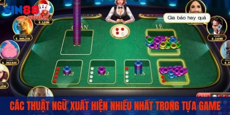 Xóc Đĩa Sin88 - Trải Nghiệm Sòng Bạc Đẳng Cấp Hàng Đầu 3 Các thuật ngữ xuất hiện nhiều nhất trong tựa game
