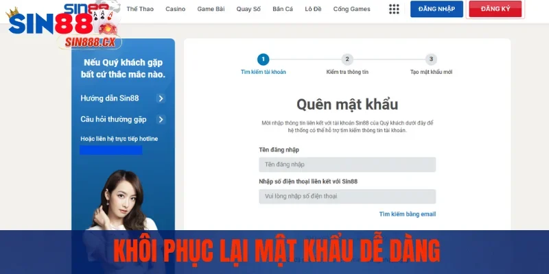 Đăng Nhập Sin88 - Hướng Dẫn Truy Cập Tài Khoản Hiệu Quả 2 Khôi phục lại mật khẩu dễ dàng
